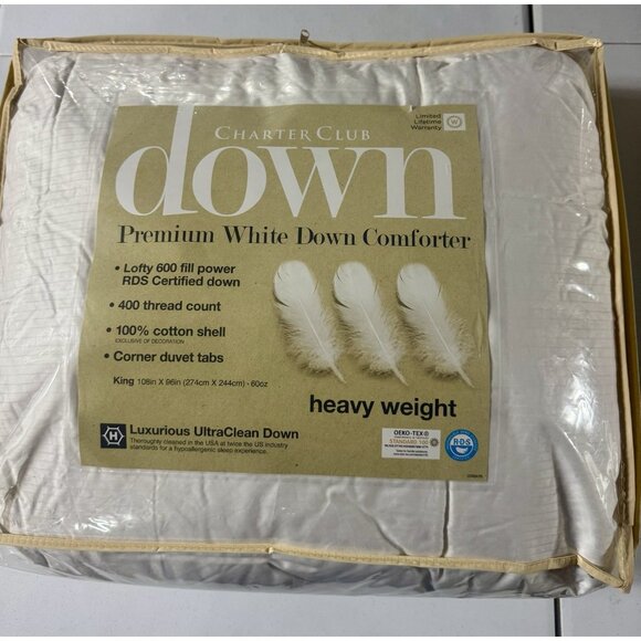 Charter Club White Down Heavyweight Comforter King New MSRP $750 - Picture 3 of 4